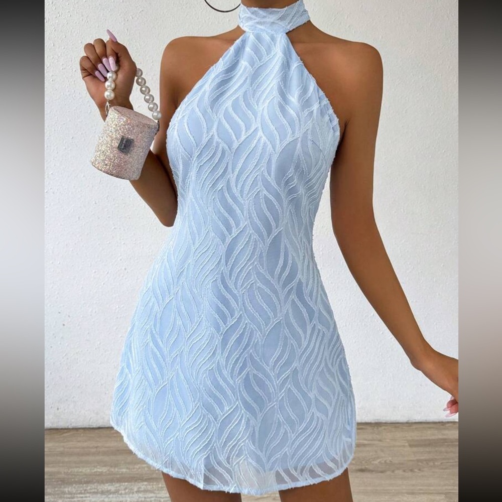 SHEIN Light Blue Halter Dress